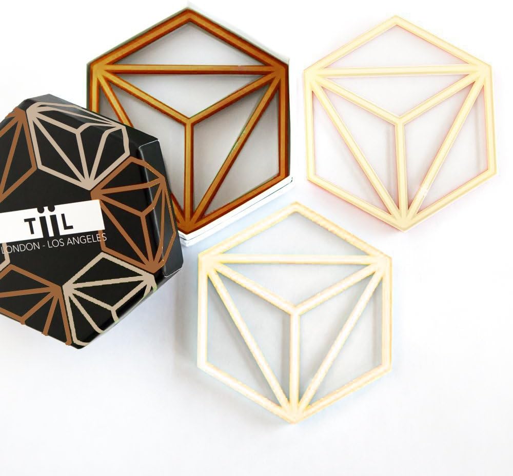 Hexa Drink Coasters / Trivet By TiiL. Set of 6 Plus Gift Box (Copper and Ash) by TiiL