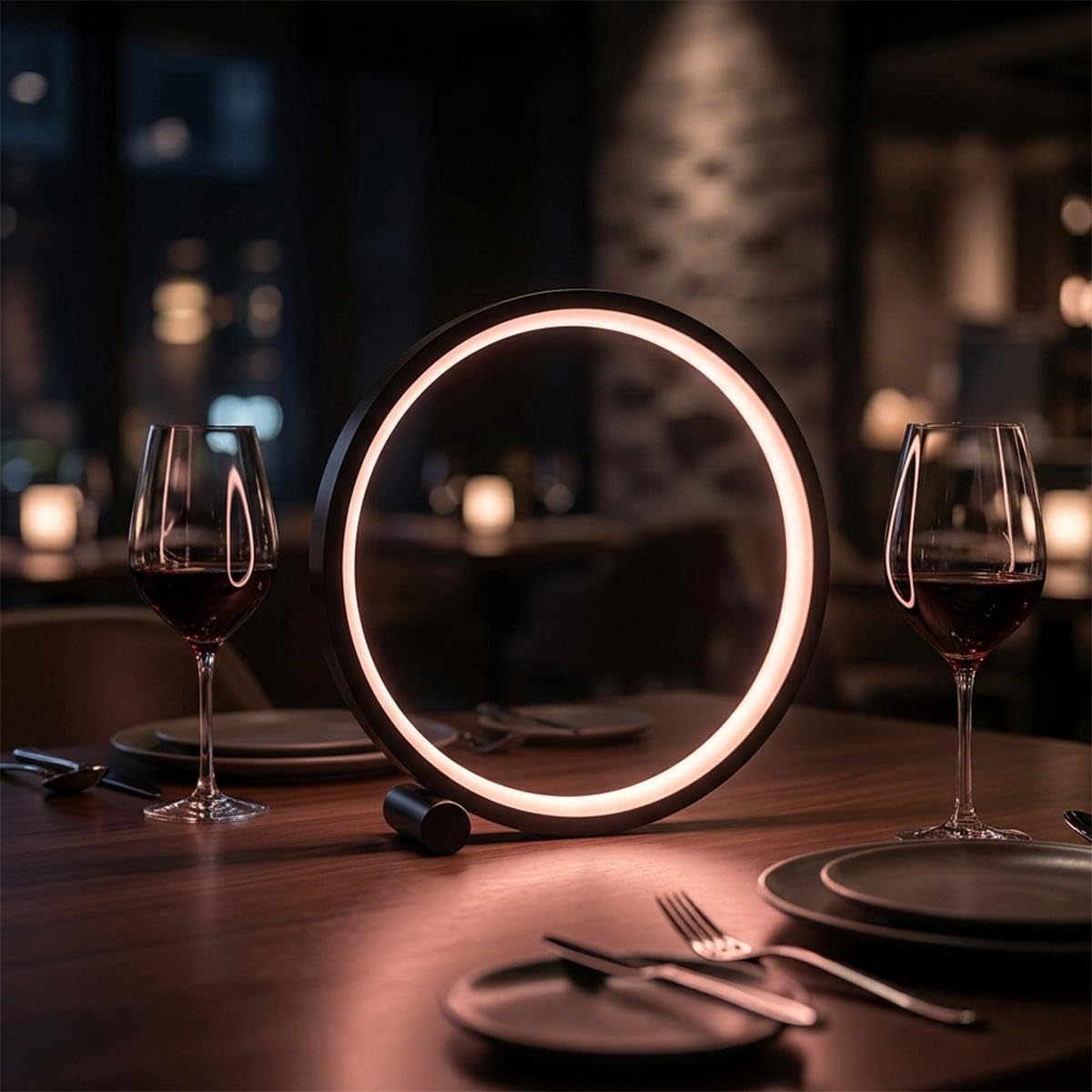 Générique Lampe de Table Led Éclairage blanc ou RVB, Cercle 30 cm, Télécommande + App., Intensité variable, USB 5V