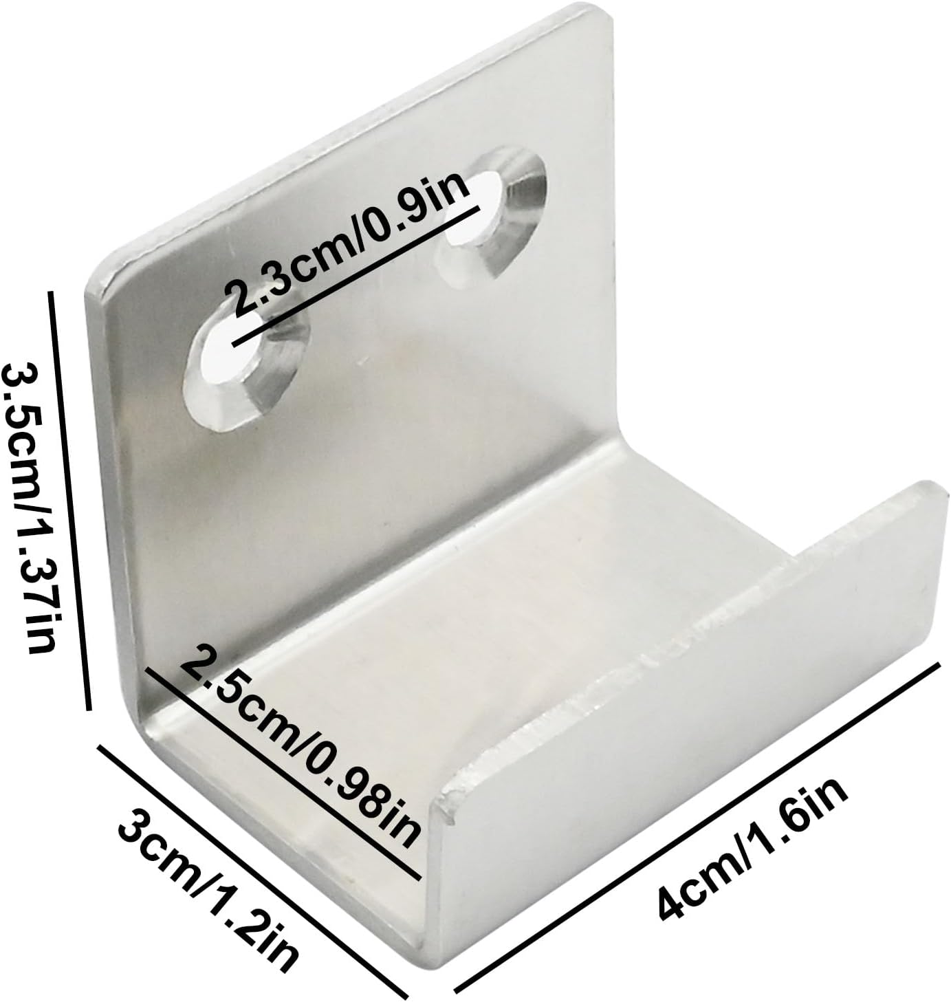 10PCS Wall Mounted Hook Fastener, Silver Stainless Steel Tile Wall Display Clip, Heavy Duty Flat J-Shaped Hook Hanger, Thicken Tile Hanger for Wall Display (Inner Width 25MM)