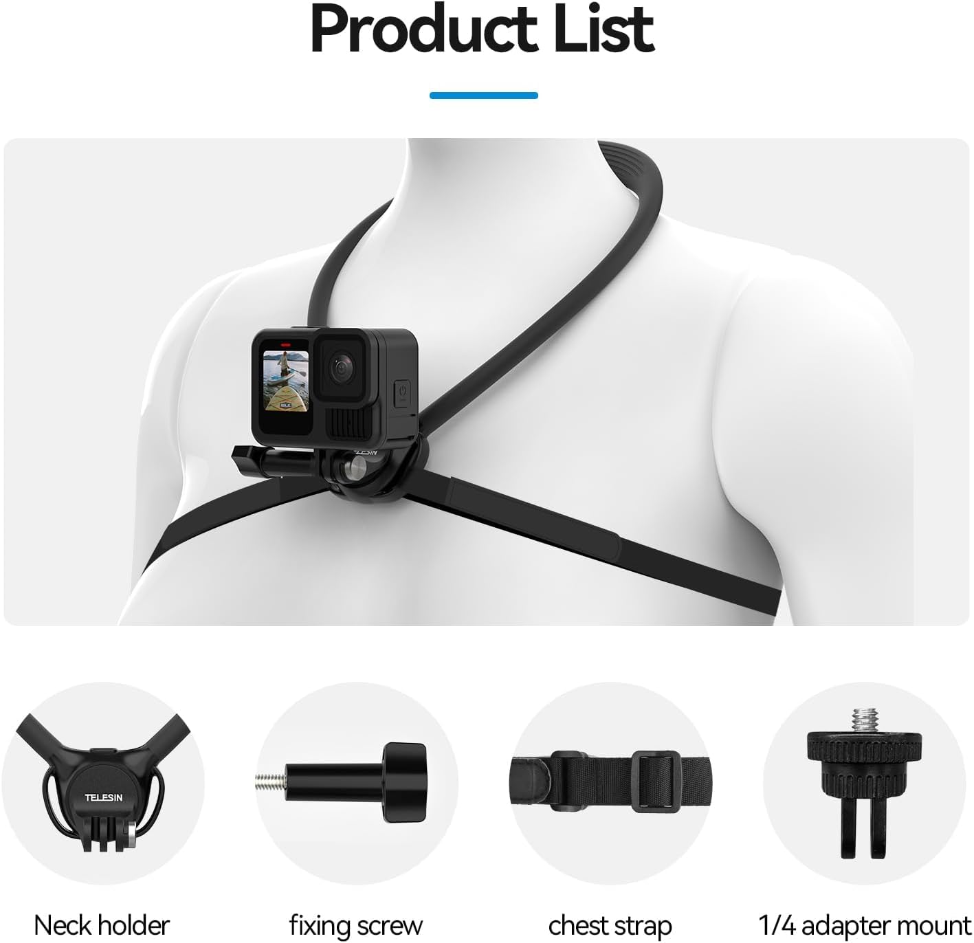 TELESIN Neck Mount SE 2.0 with Air Cushion, Adjustable Chest Strap and Neck Mount for Hands-Free POV Vlogging, for GoPro Hero 13/12/11/10/9, Insta X5/X4/X3/Ace Pro 2, Action 3/4/5 Pro 6 — Amazon image 7