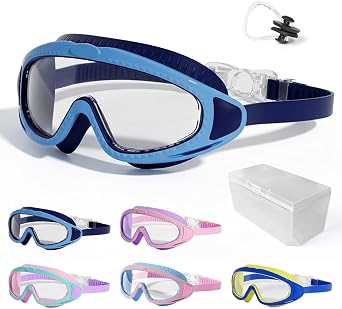 2026 New Childrens Large Frame Waterproof and Anti-Fog Swimming Goggles, Kids Swim Goggles for Kid