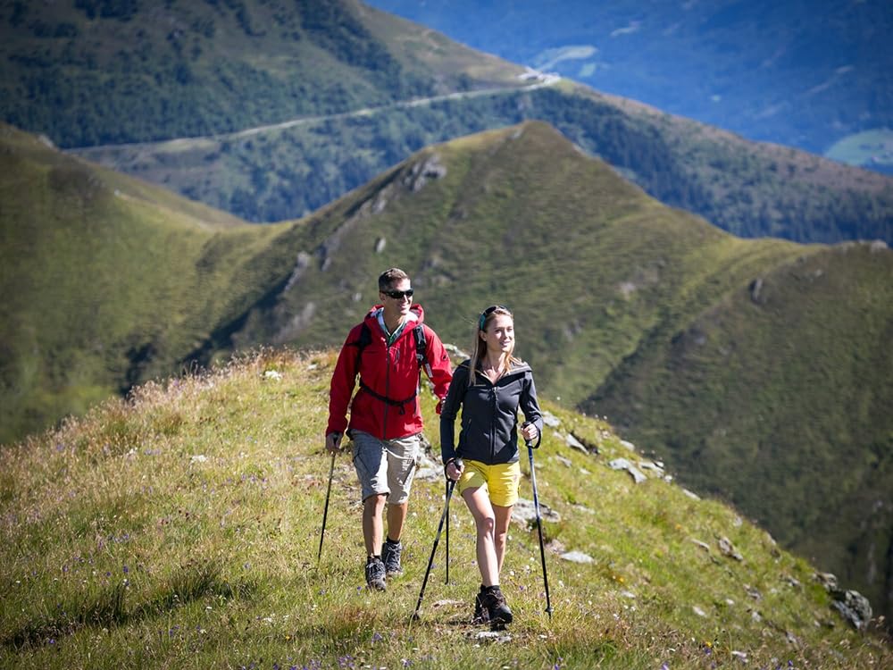Bastoni da trekking con sistema anti-shock - marcia nordica e trekking | alluminio leggero e resistente | Bastoni Nordic Walking - Multisuperficie ed estensibile - 1 paio 135 cm