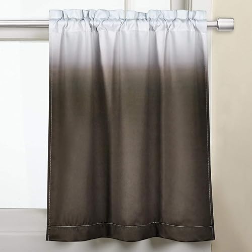 SeeGlee - Cortina blackout corta para ventana pequeña, impermeable, con color degradado, 1 panel