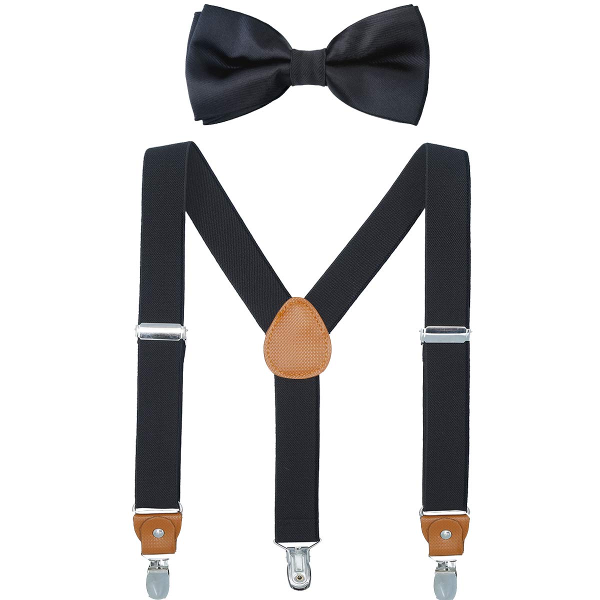 WELROGChild Kids Suspender Bowtie Sets - Y Shape Adjustable Suspender with Silk Bowties Gift Idea for Boys and Girls