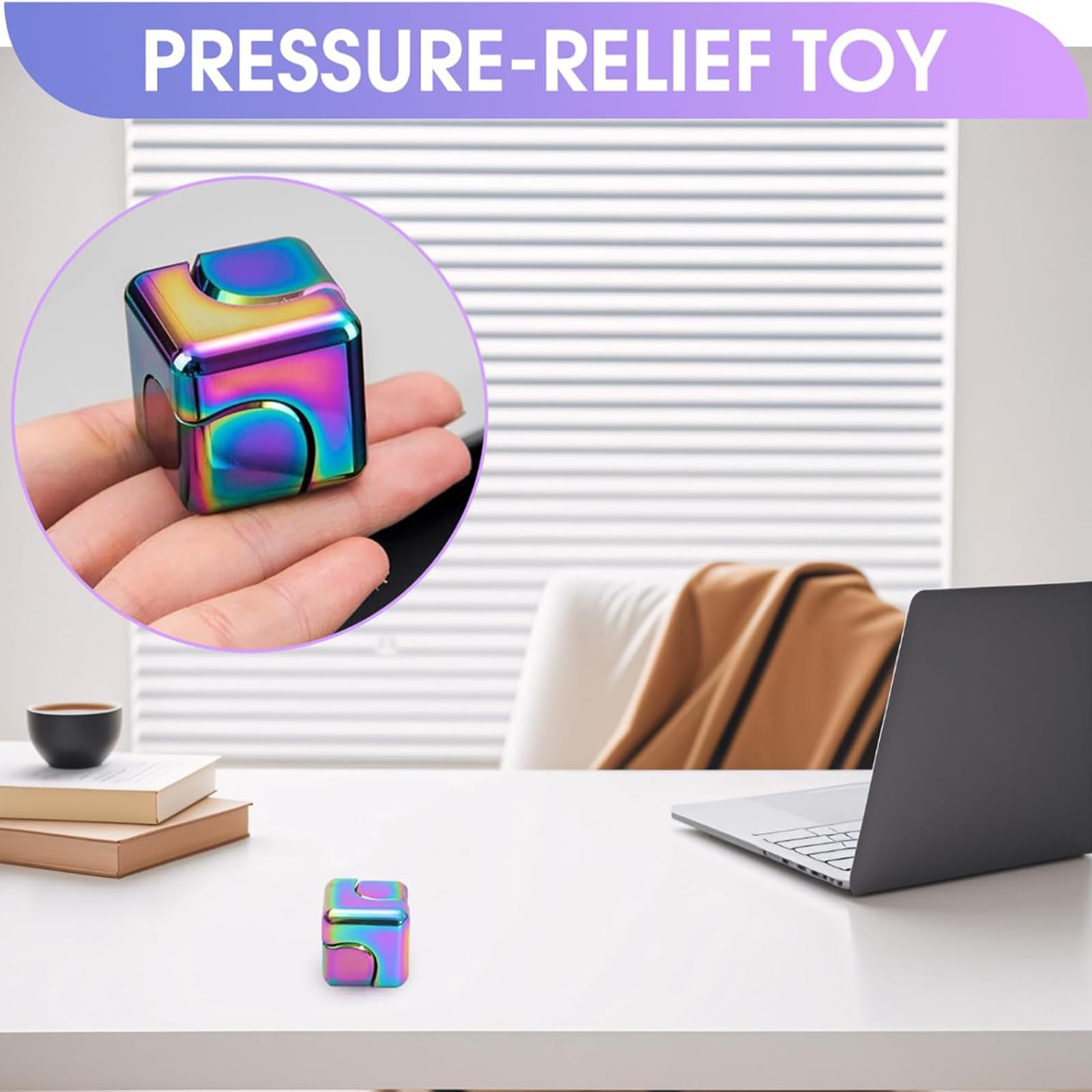 Fidget Toys for Adults, Stress Relief Toys Adults, Square Fidget Cube, Infinity Cube Fidget Toy, Portable Metal Fidget for Adults, Color 3