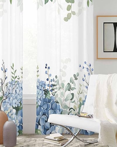 Miniatura 45 de Cortinas traslúcidas color verde azulado de 84 pulgadas de largo, juego de 2 paneles de cortinas para cocina, dormitorio, sala de estar, pasillo