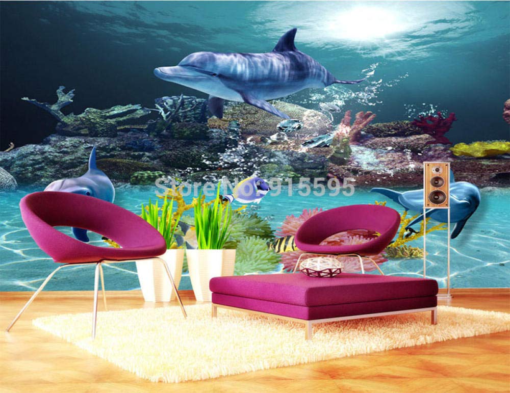 Papier peint personnalisé 3D océan pour agrandir un salon et décorer un mur TV