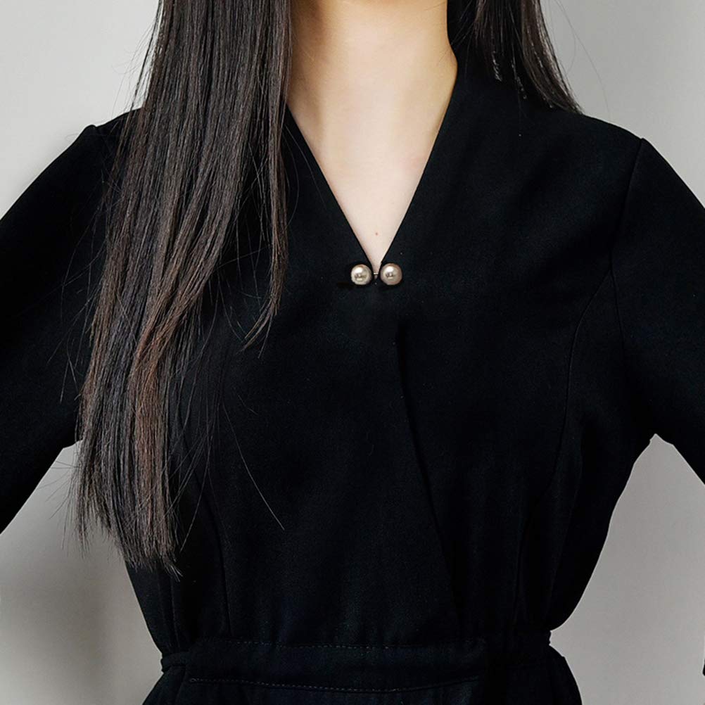 Set Di 12 Spille A Doppia Perla Per Abbigliamento - Oro, Argento E Beige