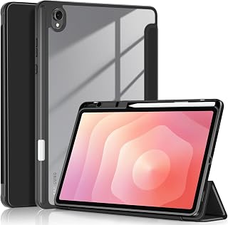 Gylint Case for Samsung Galaxy Tab S11 2025 11 Inch(SM-X736B/SM-X730), Hybrid Slim Case Cover [Built-in Pencil Holder] Shockproof Cover with Clear Transparent Back Shell, Auto Wake/Sleep Black