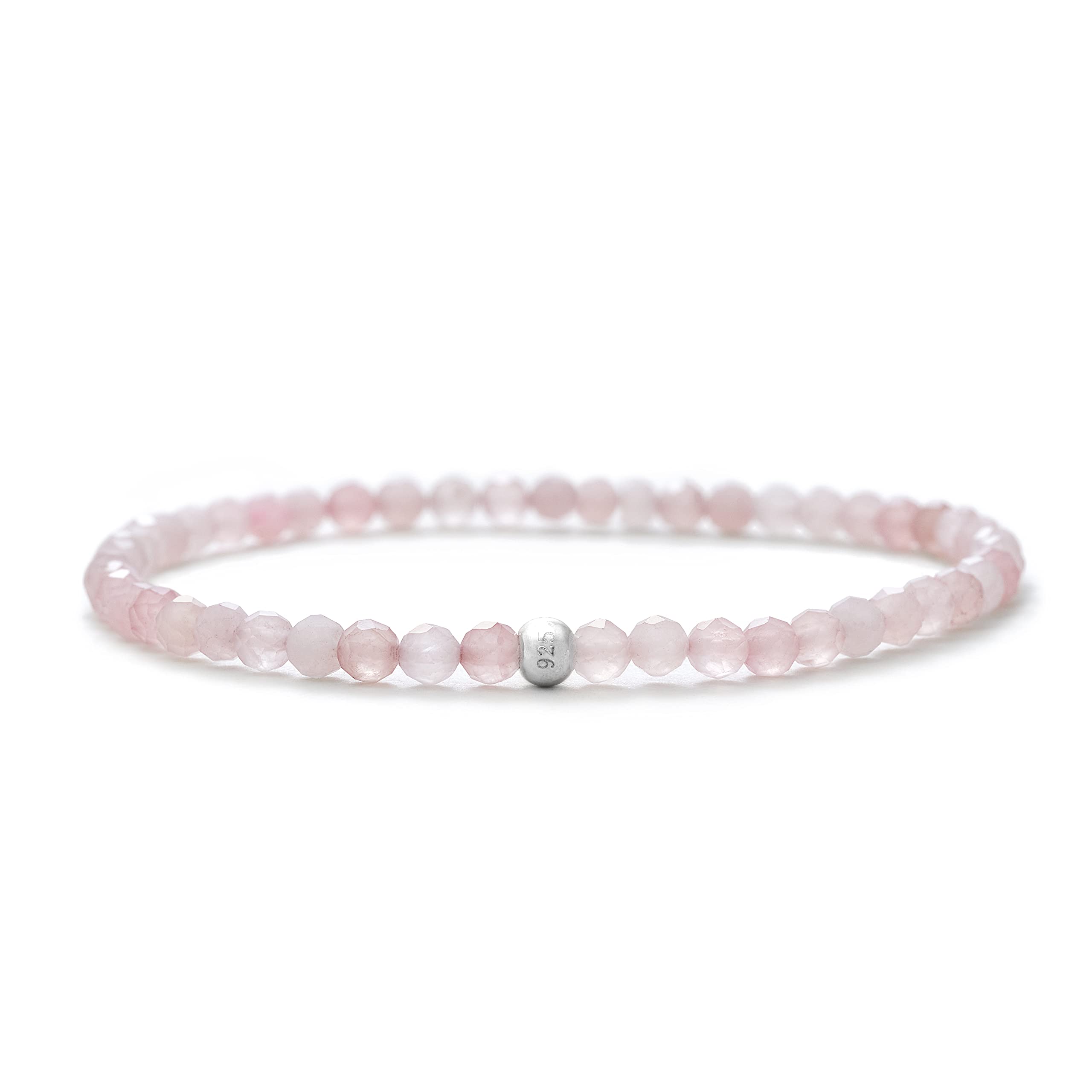 BERGERLIN Echtes Naturstein Perlen Armband - Naturstein geprüft in Deutschland, mit 925 Silberperle und Echtheitszertifikat - für Damen und Herren