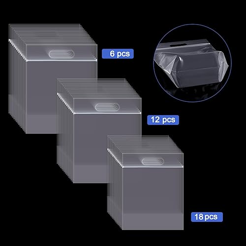 Miniatura 8 de Clabby Bolsas de almacenamiento transparentes con cremallera, bolsa inferior expandible de plástico con asa de transporte para guardar ropa,