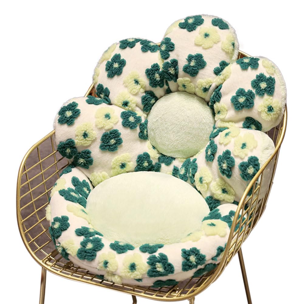 Gujuja Flower Chair Cushion with Backrest Comfortable Office Chair Pad Student Dormitory Seat Cushion for Sedentary Group Home Decor