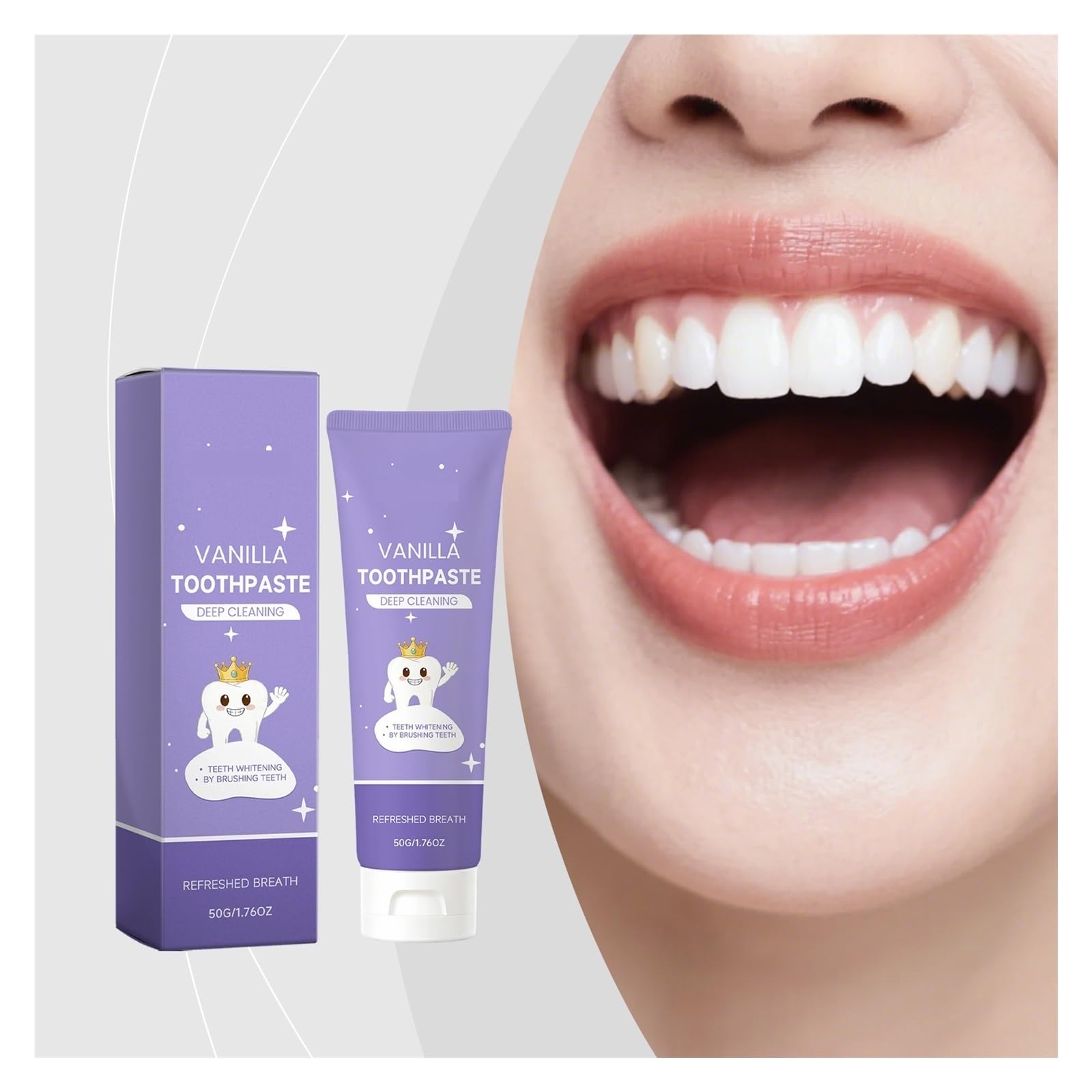 Pasta de Dientes Sabor Vainilla 50g. Textura cremosa y suave. Refresca el aliento. Adecuado for cuidado bucal diario. Unisexo(3pcs)