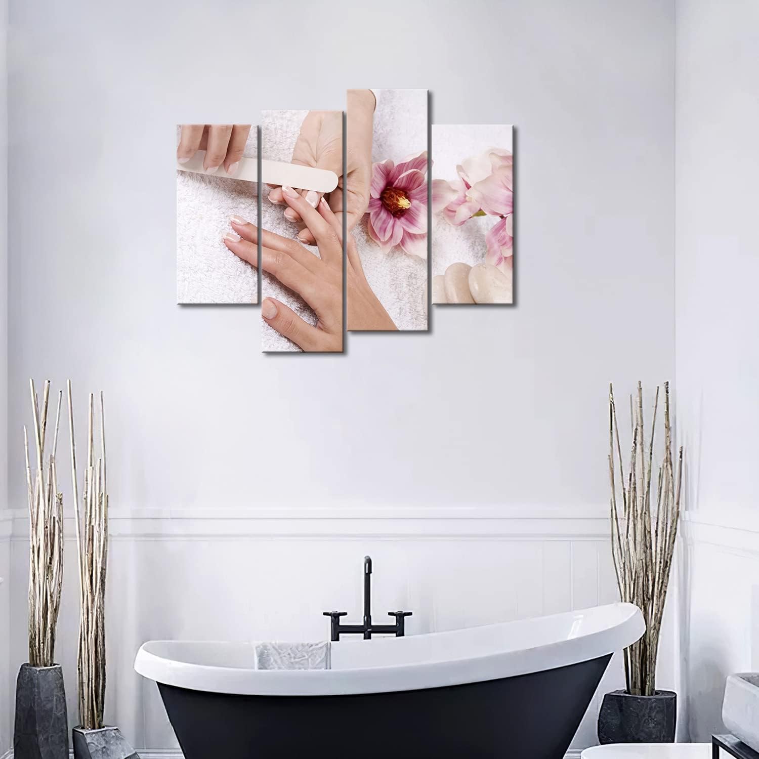 Pink Flowers Cabblestones Someone is Nail-Painting Wall Art Painting Pictures Print On Canvas Art The Picture for Home Modern Decoration