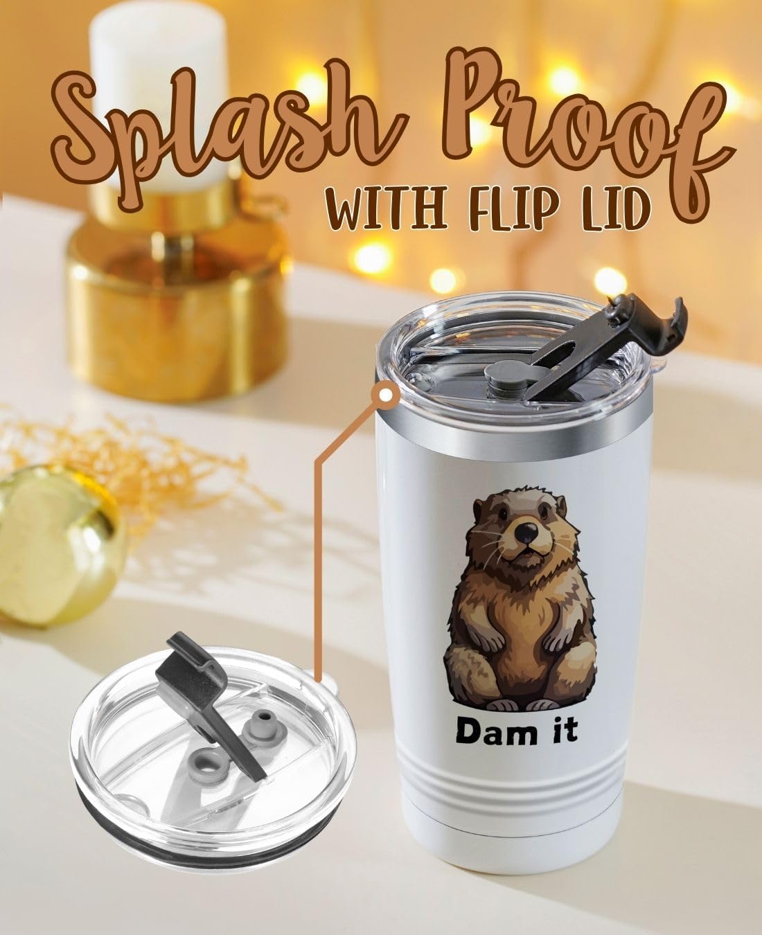 Onebttl Beaver Gifts for Women Men Teens Canadians, Funny Beaver Tumbler for Beaver Lovers on Birthday, Christmas, Cute 20 oz Insulated Stainless Steel Tumbler - Beaver Dam It - Image 5