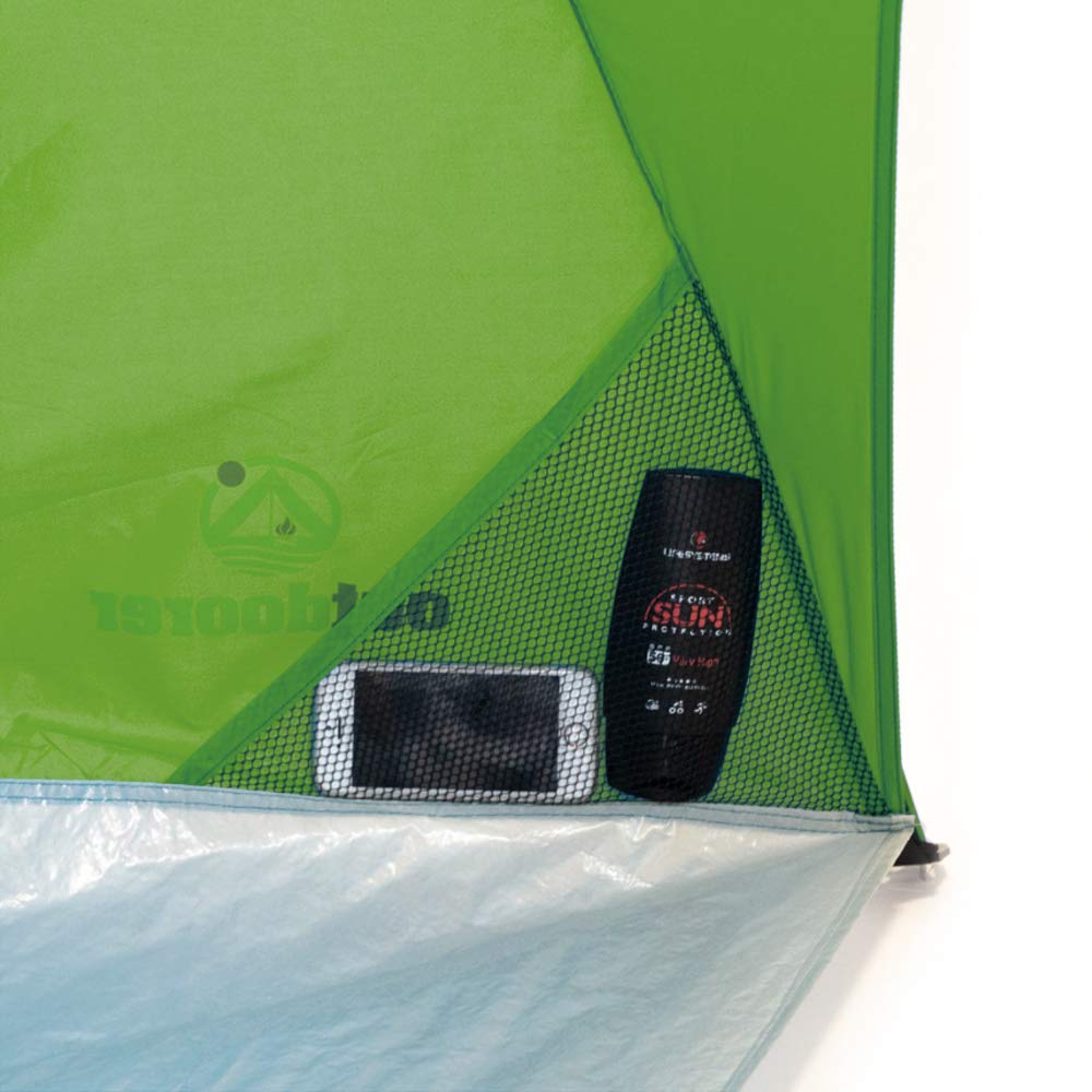 outdoorer Helios Air 850 Tente de plage légère avec protection solaire UV 80, petite taille une fois pliée pour les voyages, tente pare-soleil avec armature en aluminium