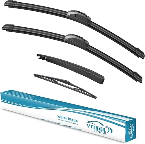 Miniatura 12 de VTOGOI - Limpiaparabrisas prémium de goma natural con gancho en J, calidad de fabricante original, de 24 + 19 pulgadas, para todas las estaciones