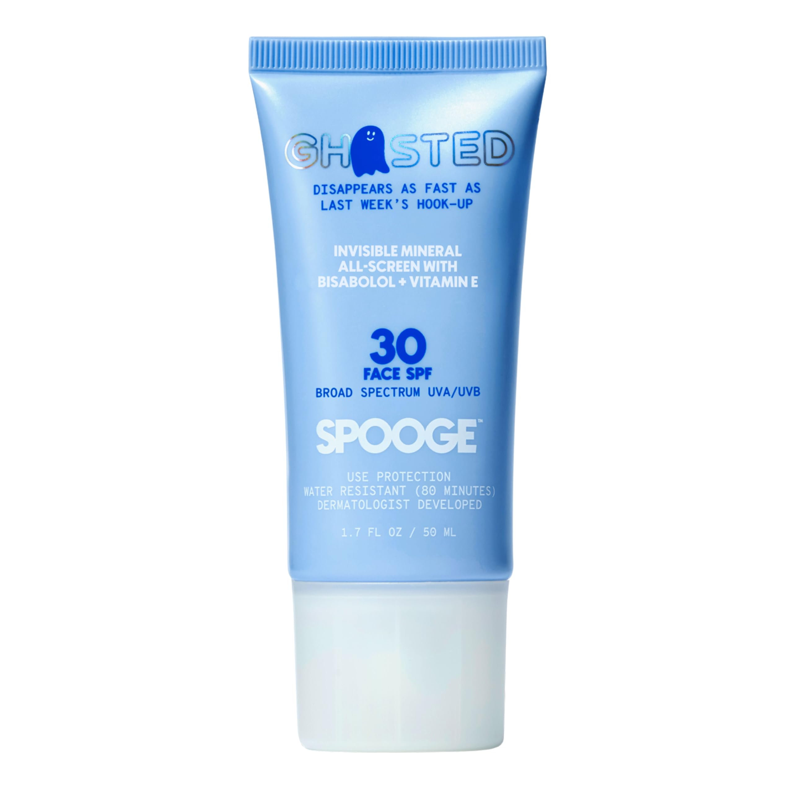 SPOOGE Ghosted Mineral All-Screen - Oil-Free SPF 30 Face Sunscreen - Dermatologist Developed with Cloud Feel Bisabolol for