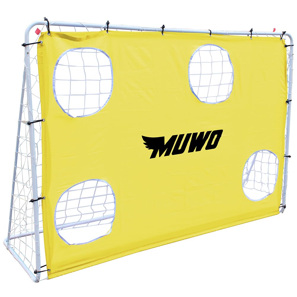 MUWO Porta da calcio con cancello rimovibile e struttura in acciaio resistente alle intemperie, dimensioni: 217 x 153 cm, ideale per allenarsi o fare amicizia