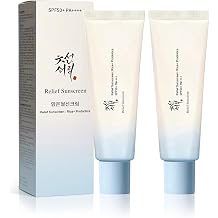 2PC Relief Sun Organic Sunscreen SPF50, Korean Skin Care Solution for All Skin Types, ++++PA++++ Rice and Probiotics (A, Sun Protection Factor (SPF), 50)