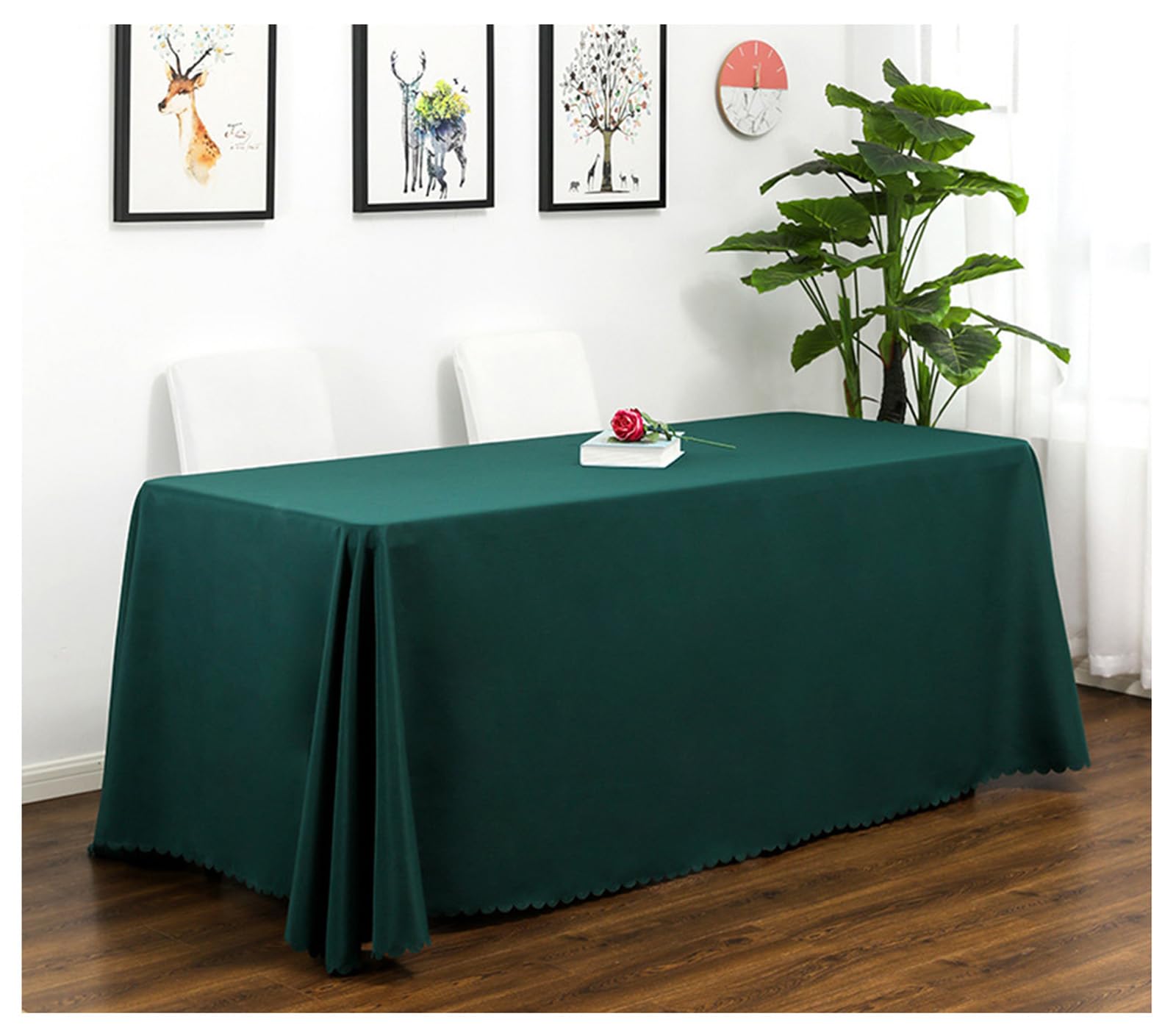 CIEEIN CIEHT Polyester Home Tablecloths Rectangular Table cloth Tablecover Wedding Party Outdoors Table Covers Simple Dark Green 140 * 220cm โ image 1