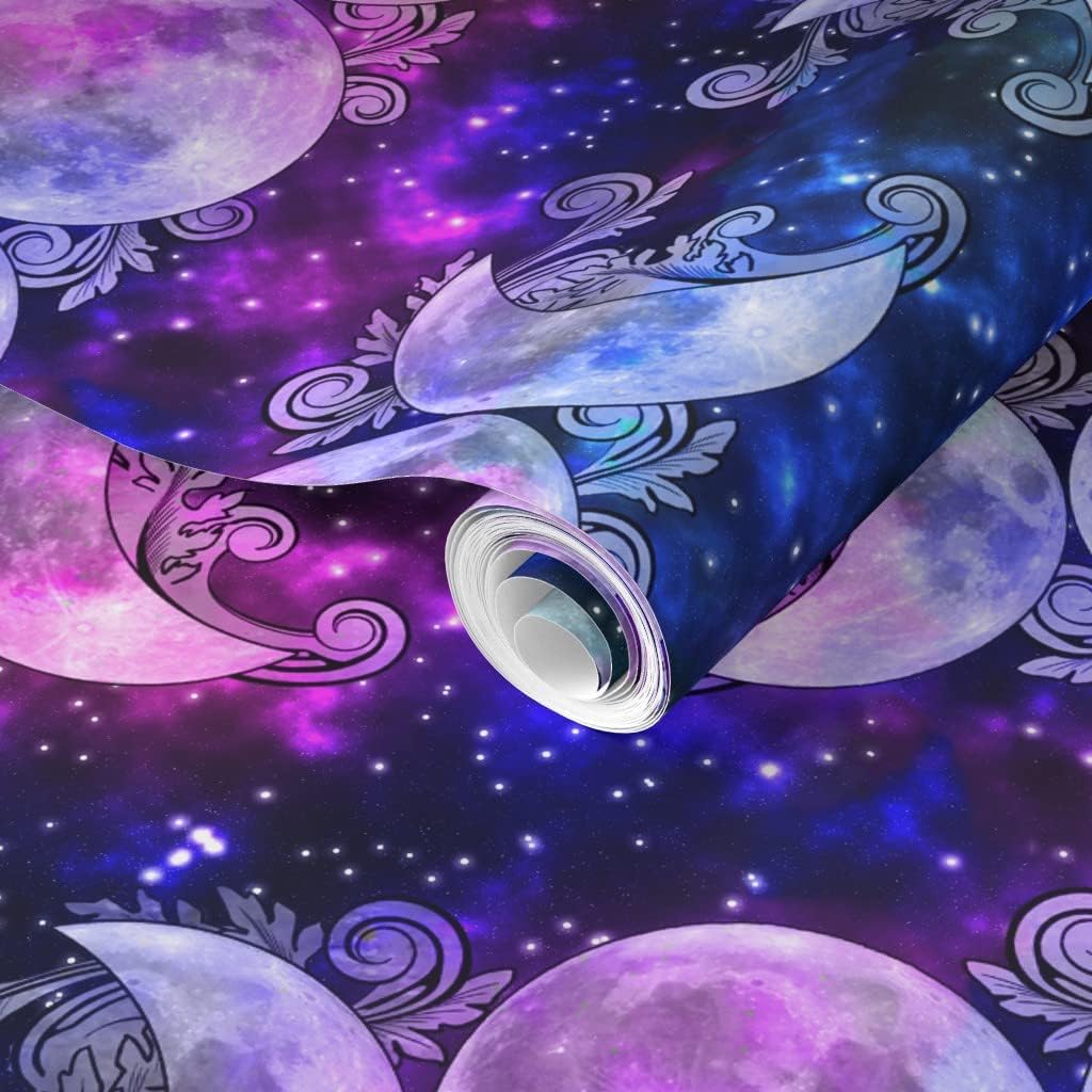 Removable Wallpaper 3ft x 2ft - Stars Moon Night Sky Star Galaxy Custom Pre-Pasted Wallpaper by Spoonflower