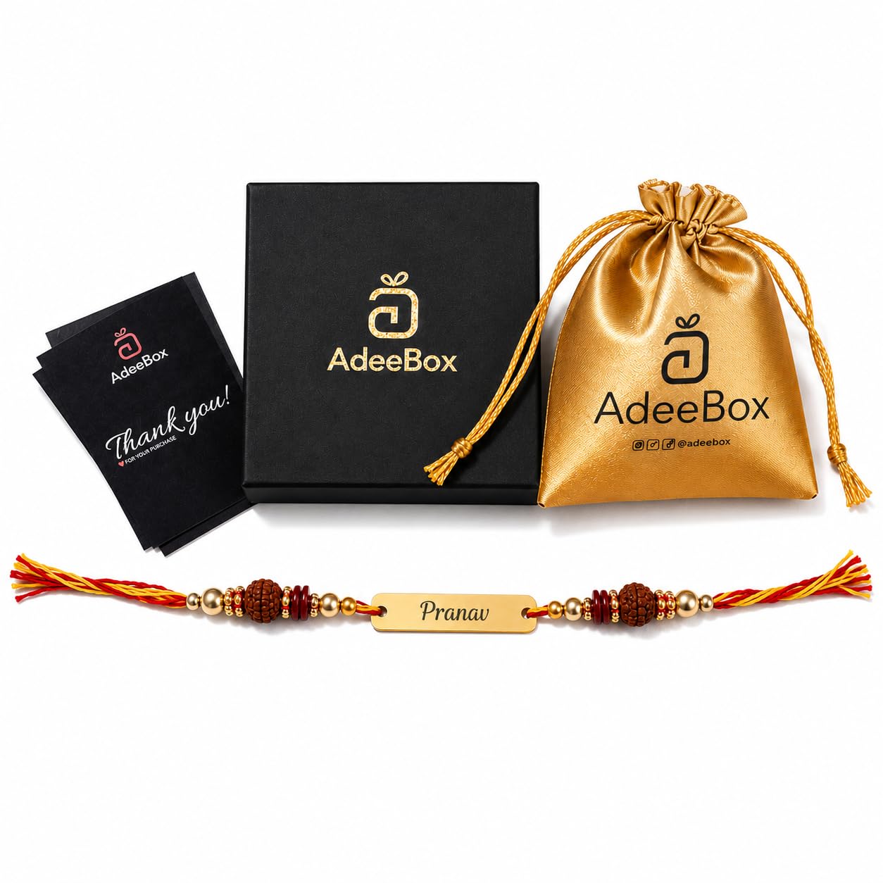 Customized Rudraksha Rakhi for Brother with Laser Engraved Name | Personalized Rakhi with Premium Gift Box Packing-image-26
