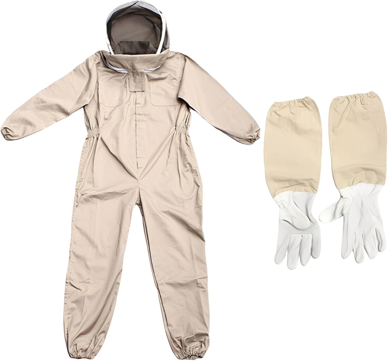 BOSREROY Khaki XXL Bee Suits for Men with Gloves, Thickened Full Body Protective Beekeeper Suit