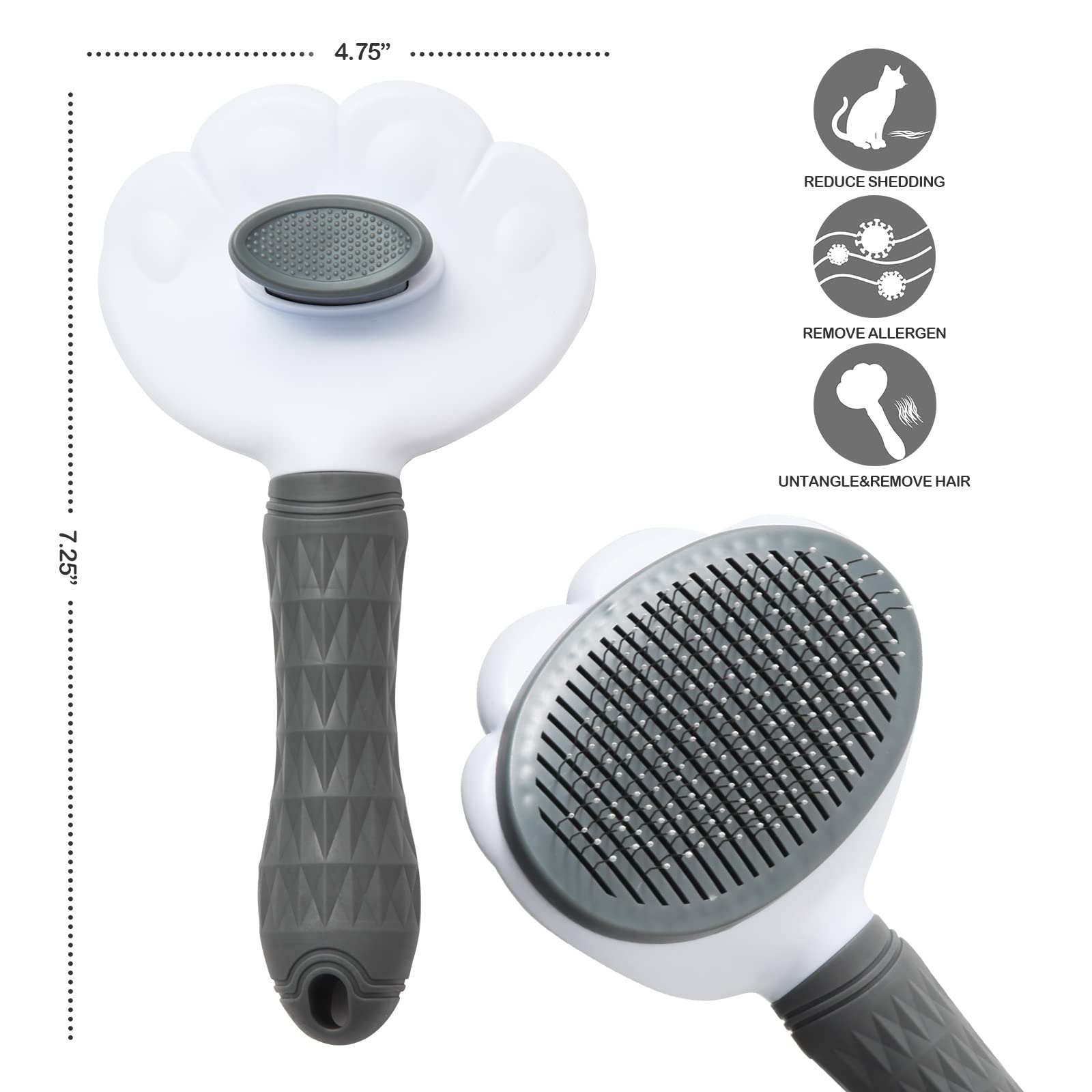 Cat Brush for Grooming, Pet Self Cleaning Slicker Brush with Cat Hair Comb (PINK PLUS)