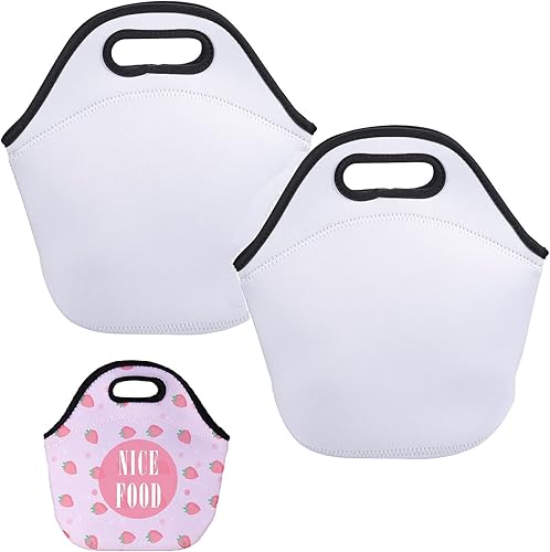 WACAR Sublimation Blanks - Bolsa de almuerzo de neopreno reutilizable, aislada, bolsa de transporte con cremallera