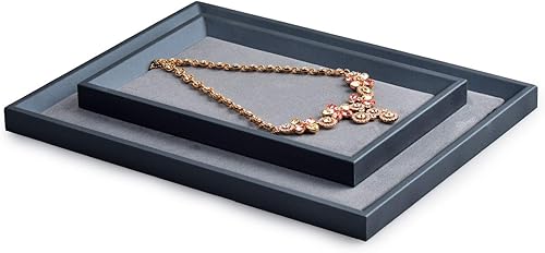 Miniatura 7 de Oirlv Bandeja plana de cuero premium para joyas, organizador de exhibición de joyas, bandeja de valet para mesita de noche o organizador de aparador