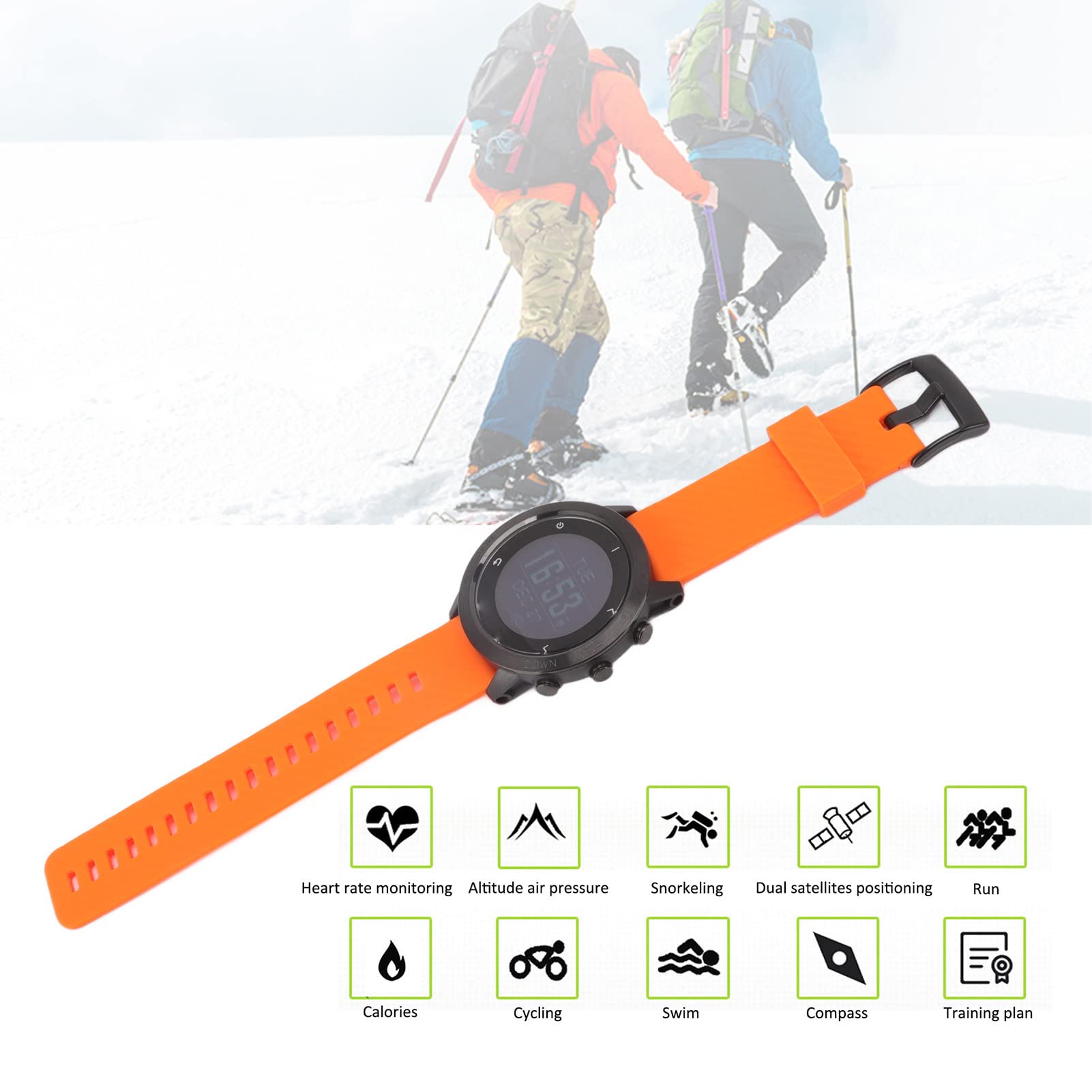 LEYT Reloj de Ordenador de Buceo, Pantalla Clara, Ubicación de Brújula Digital, Reloj Inteligente Resistente Al Agua, Seguimiento de Nuestra Ruta para Montañismo (Naranja)