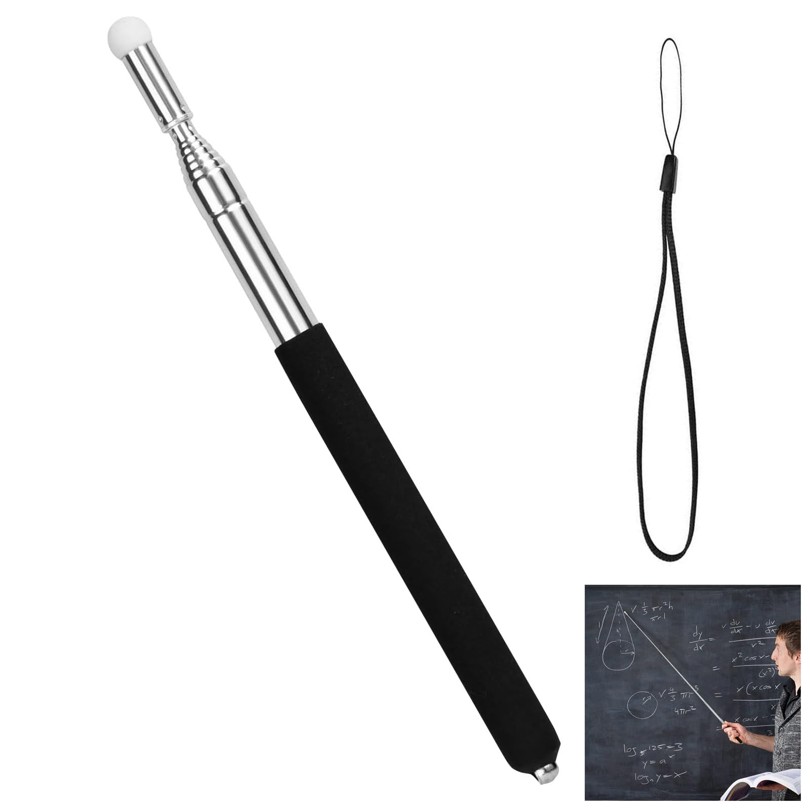 Mini Baguette De Pointage Extensible, 120 Cm, Extensible, En Acier Inoxydable, Pour Enseignants, Tableau Blanc, Pointeurs Pour Formats, Séminaires, Présentations (noir