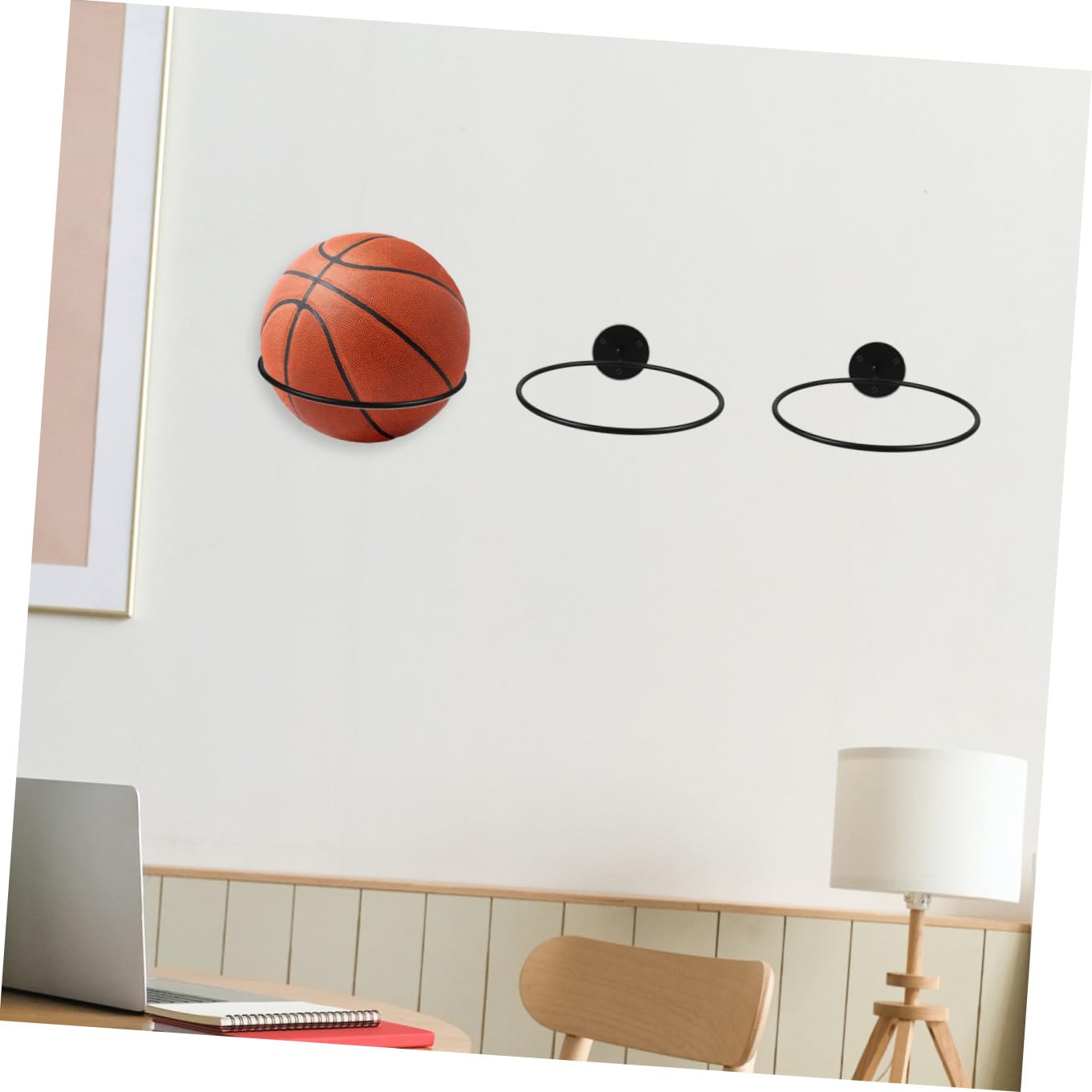 Estante de Bolas para Montaje en Pared Negro de Hierro 3 Piezas | Soporte Firme y Resistente, Formato Práctico para Exhibición y Almacenamiento, Paquete de 3 Unidades
