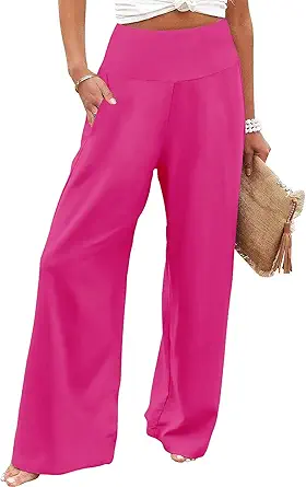 JZC Women's Palazzo Lounge Pants Casual Wide Leg Pants High Waist Flowy Toursers with Pockets