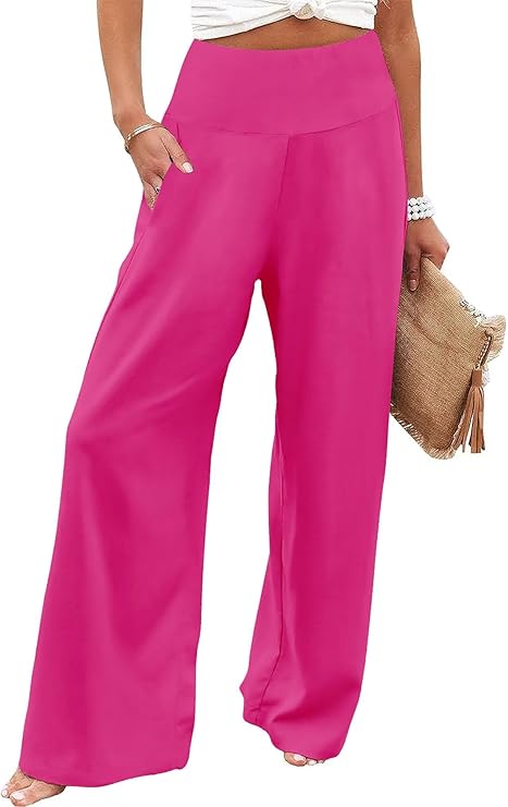 JZC Women's Palazzo Lounge Pants Casual Wide Leg Pants High Waist Flowy Toursers with Pockets