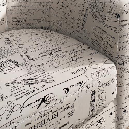 Image of BELLEZE Accent Barrel Chair, Linen Round Chair Club Tub Sofa Corner Chair with Flared Legs and Cozy Soft Padding for Living Room Bedroom Waiting Room - Black & Beige