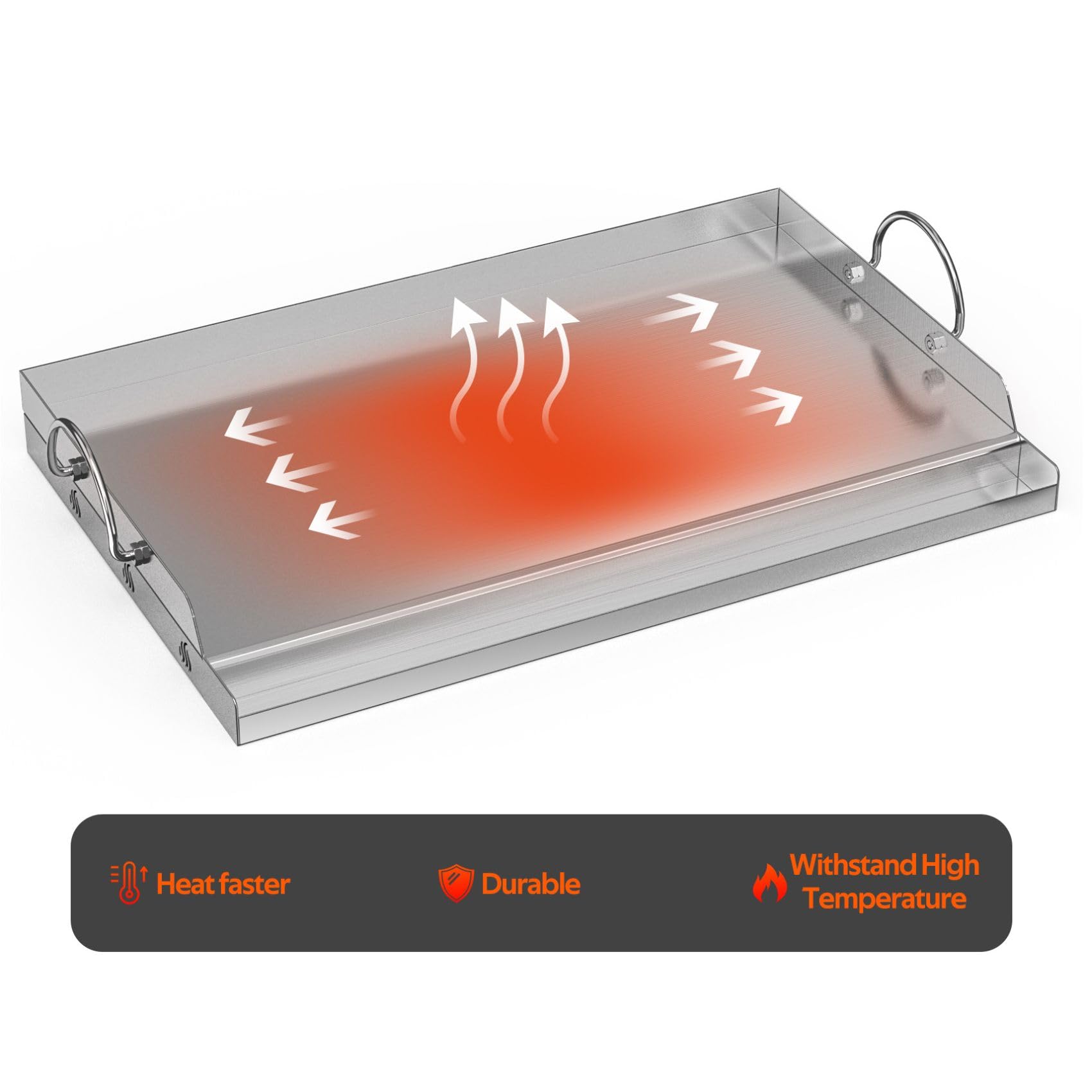 onlyfire Plancha para Barbacoa Universal de Acero Inoxidable para La Mayoría de Barbacoas de Gas y Carbón, Placa de Parrilla Grande para Cocinar y Acampar, 67.5x40.5x7cm