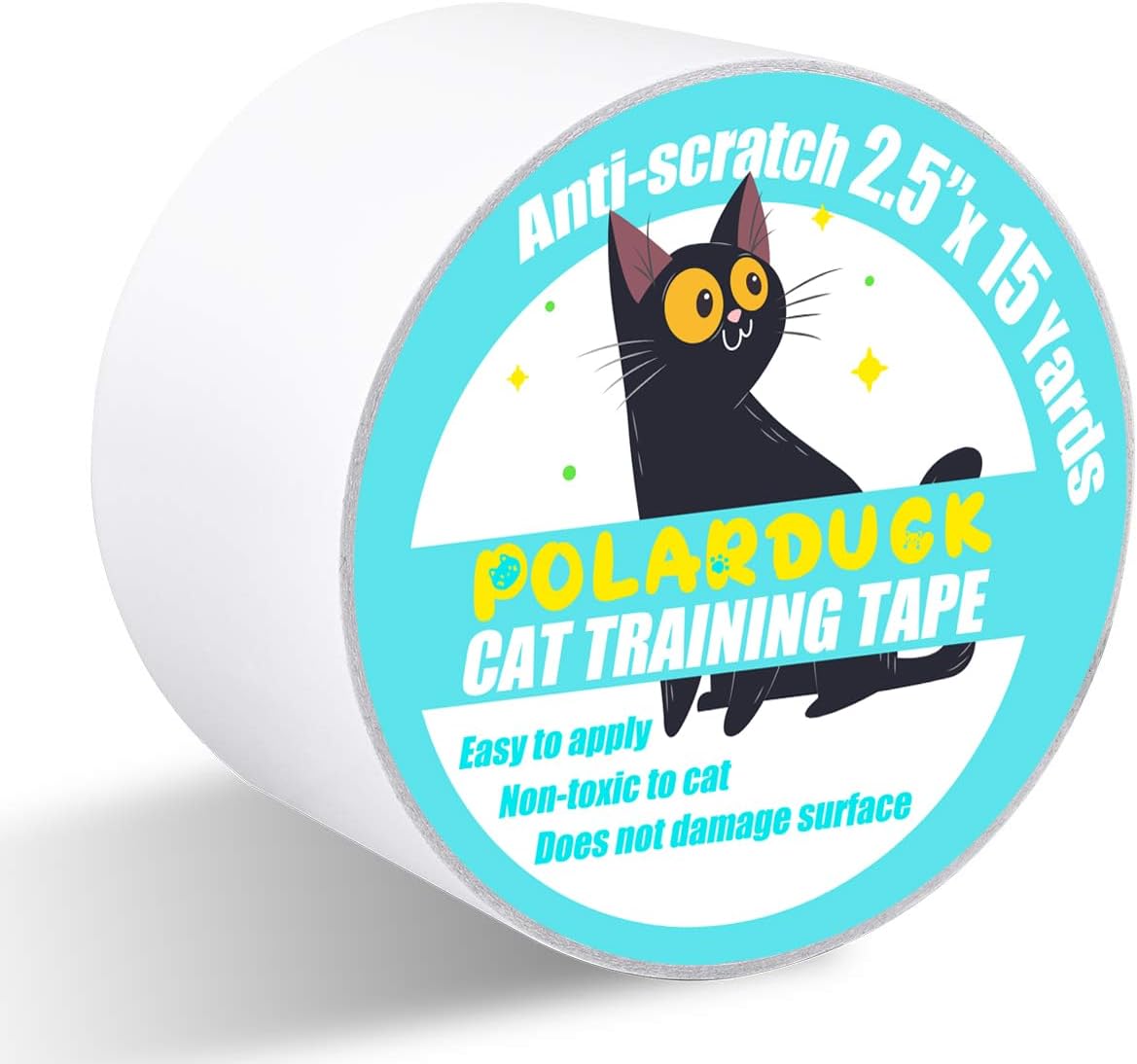 Polarduck Anti Cat Scratch Tape, 2.5 inches x 15 Yards Cat Training Tape, 100% Transparent Clear Double Sided Cat Scratch Deterrent Tape, Furniture Protector for Couch, Carpet, Doors, Pet & Kid Safe