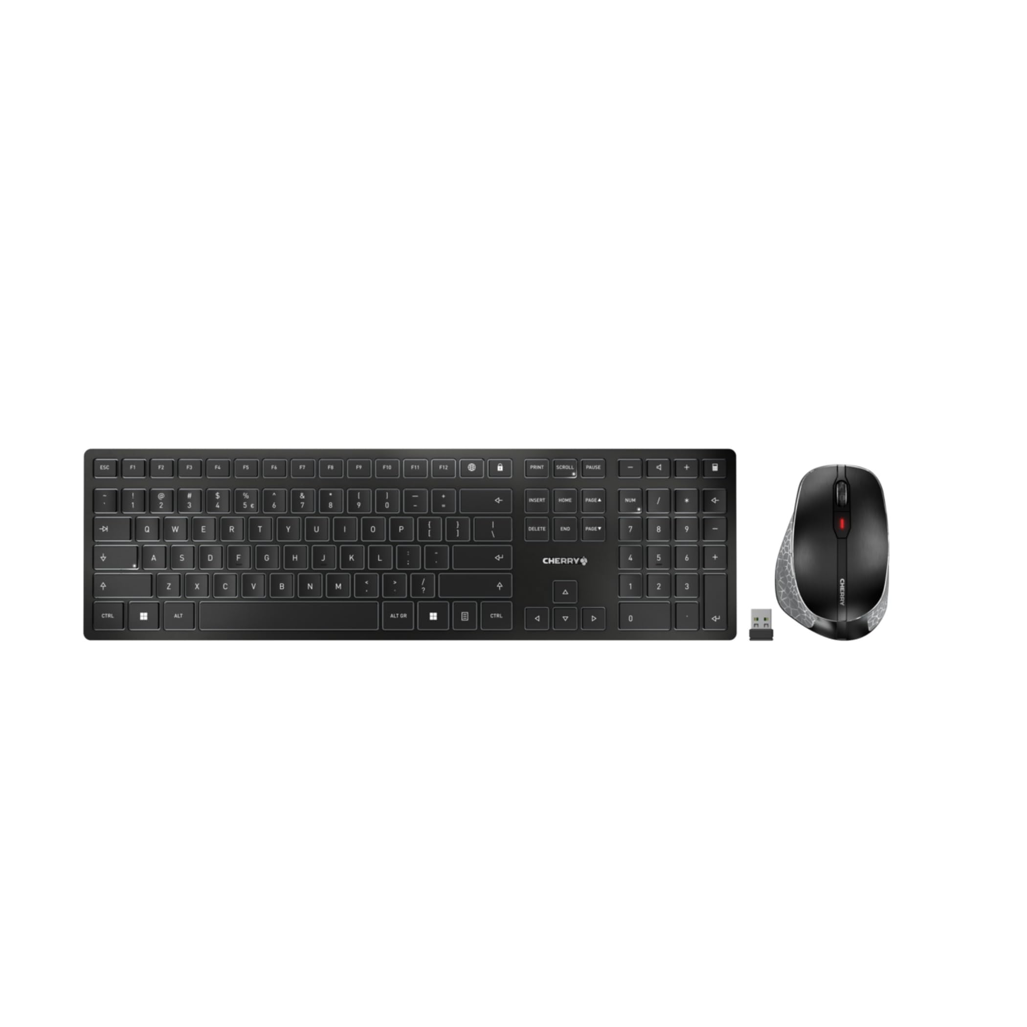 Cherry Black/Grey Dw 9500 Slim Keyboard Mouse Included Universal Rf Wireless + Bl