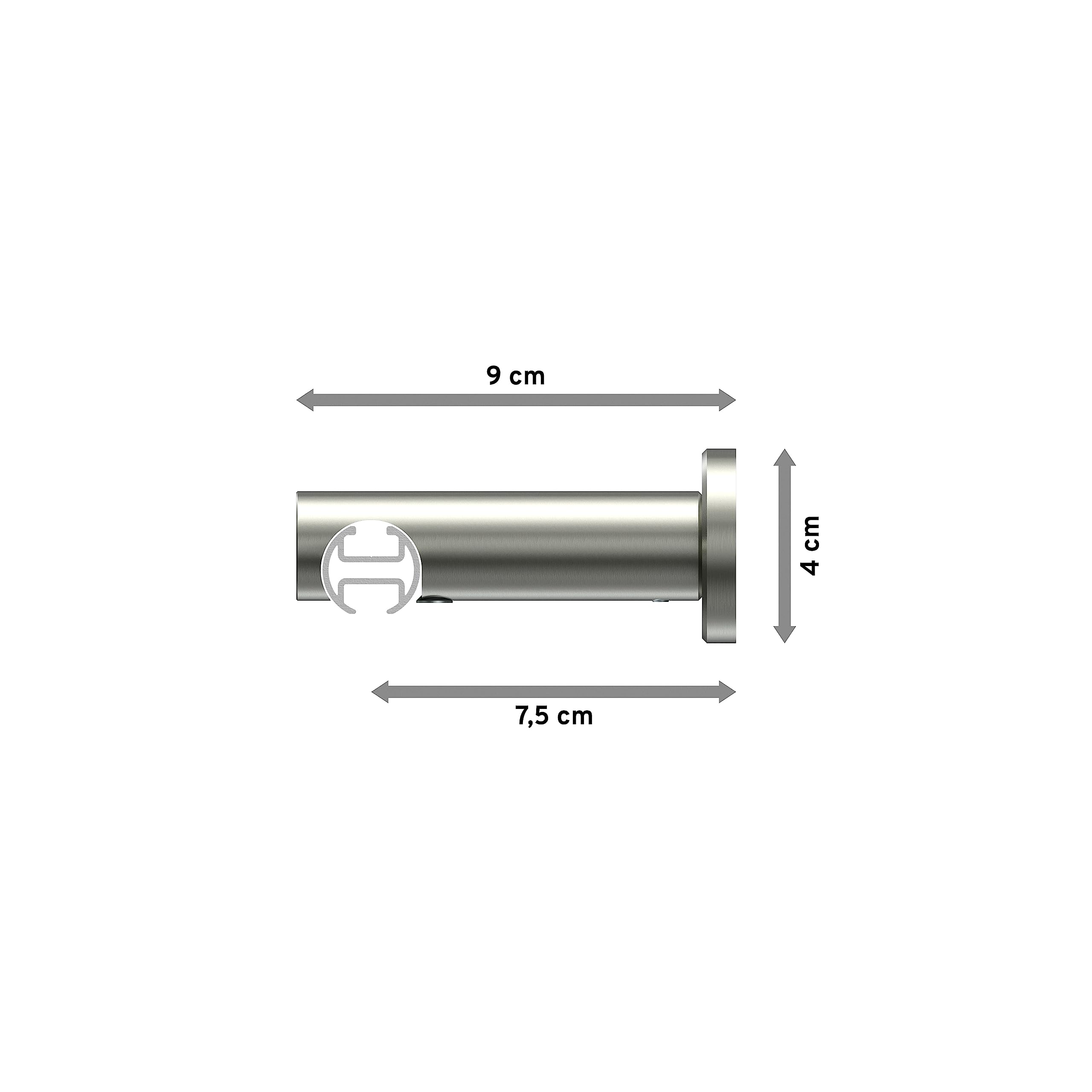 INTERDECO Innenlauf-Gardinenstange 20 mm, moderne Innenlaufstange aus Metall, Edelstahl-Optik, zur Wandmontage, Typ 10213111, 160 cm