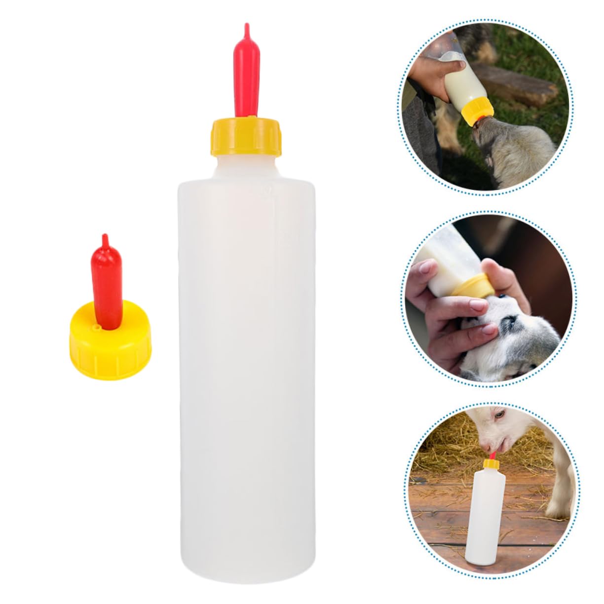 Biberon per Agnelli e Capre 400ml in Pvc, Set 1 con Tettarelle | Anti Perdita, Design del Succhietto Unico, Ricambi Inclusi, Uso in Fattoria e Casa, per Allattamento Animale