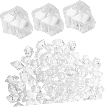 ORFOFE 200pcs Artificial Ice Cubes Reusable Faux Ice for Vase Fish Tank Decorative Fake Crystals