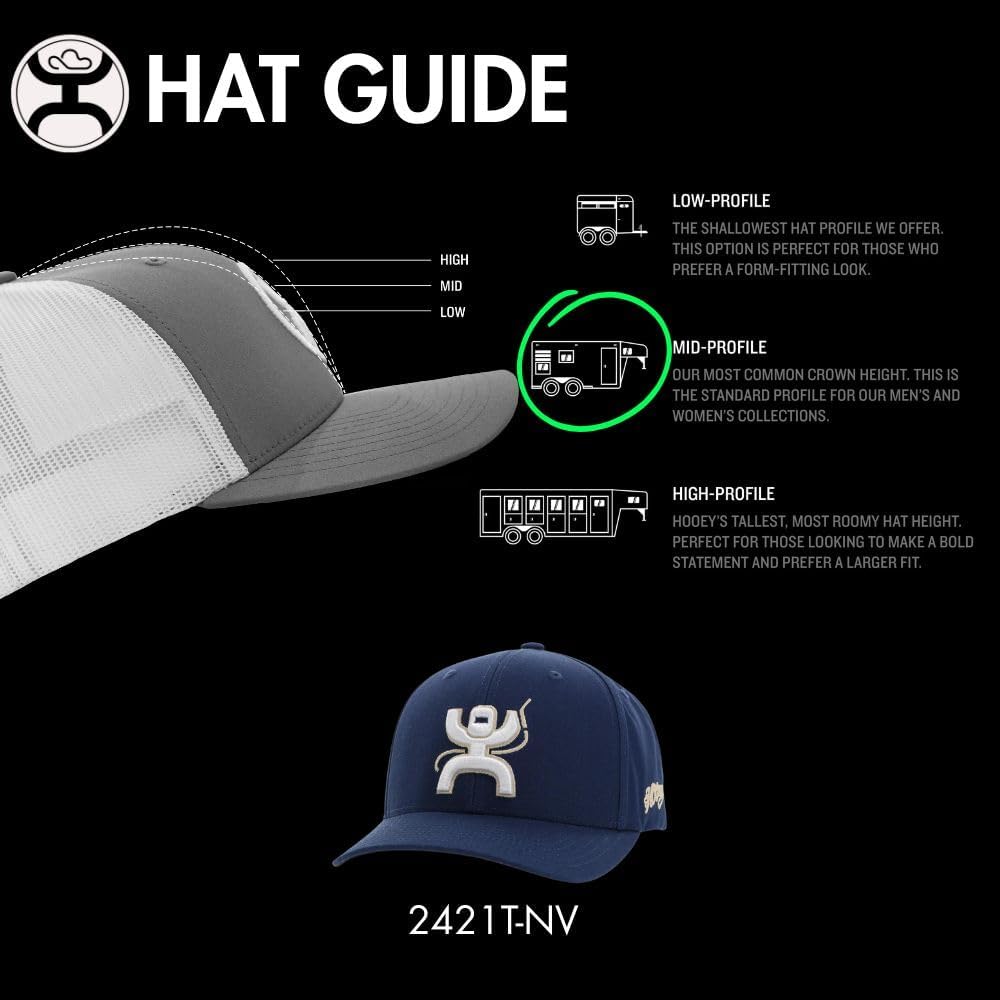 HOOEY Arc Trucker Hat for Men – Adjustable Snapback Baseball Cap - Western Work Hat for Welders Structured 6 Panel