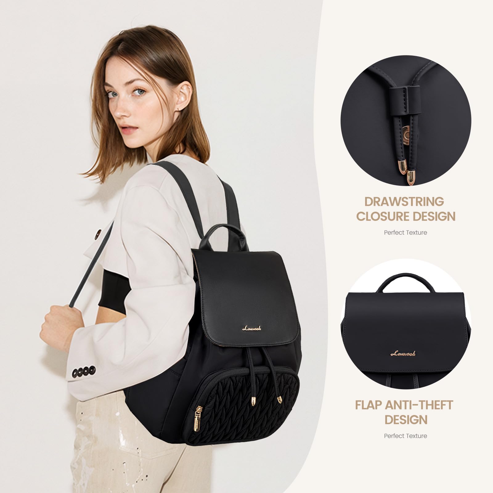 LOVEVOOK Zaino da donna piccolo, impermeabile, borsa 2 in 1, mini borsa da donna, elegante per il tempo libero, la scuola, i viaggi, il lavoro