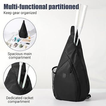 Tennis Bag, Multi-Pockets Tennis Backpack with Adjustable Strap Waterproof Backpack for 2 Rackets, Water Bottle & Gear Pockets