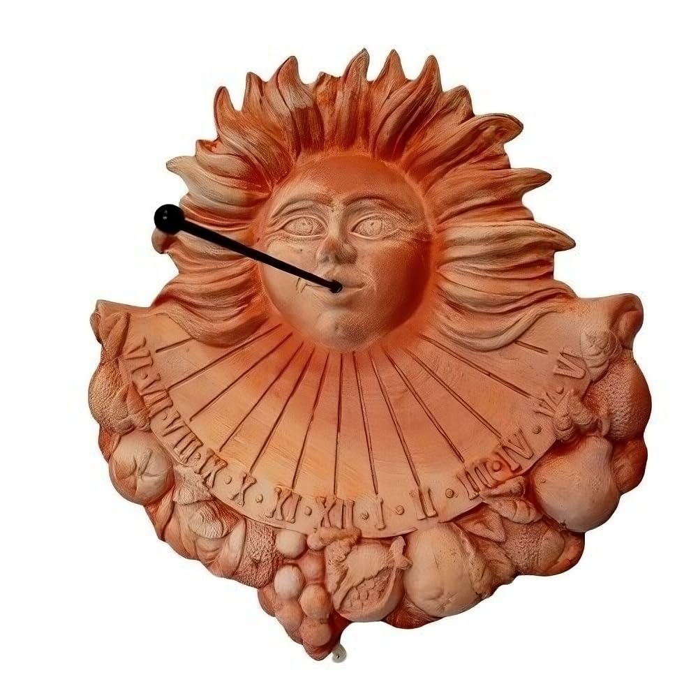 Generico MERIDIANA DA PARETE 35CM CON ASTA TERRACOTTA Made In Italy giardino artigianale