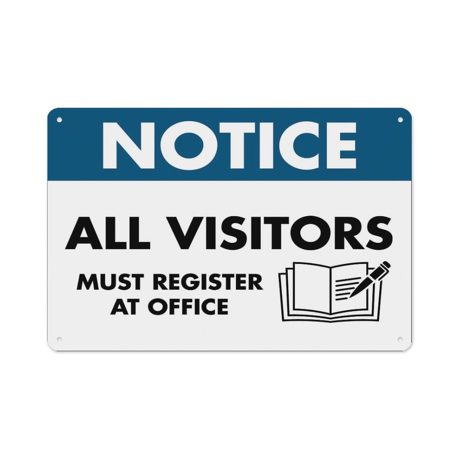 Peiyeety A10 Notice All Visitors Register Sign Aluminum Tin Warning Signs For Home Outdoor Garden 12X16 Inches