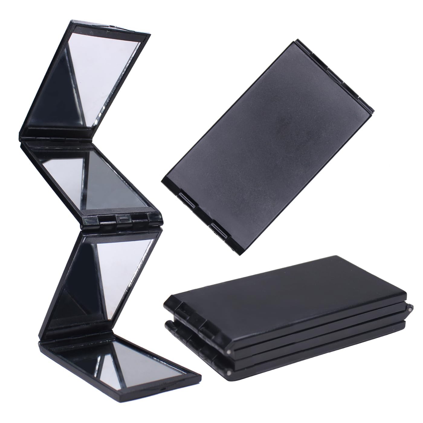 Padchaaya Tri-Fold Travel Makeup Mirror with 4 Panels Portable Folding Vanity Mirror for Desk Bathroom and Travel Use Adjustable Angle Lightweight Compact Grooming Mirror