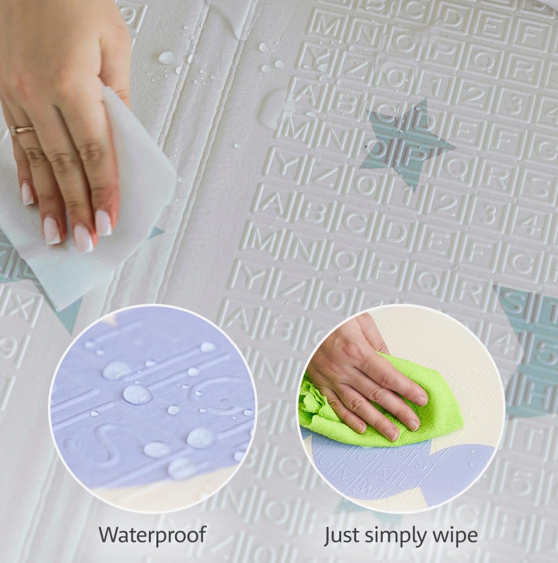 MIKMEL Children's Play Mat. XXL Reversible Foldable Foam Floor Mat. Playpen Baby Play Mat. Waterproof Child Crawling Mat (Bears/Stars)
